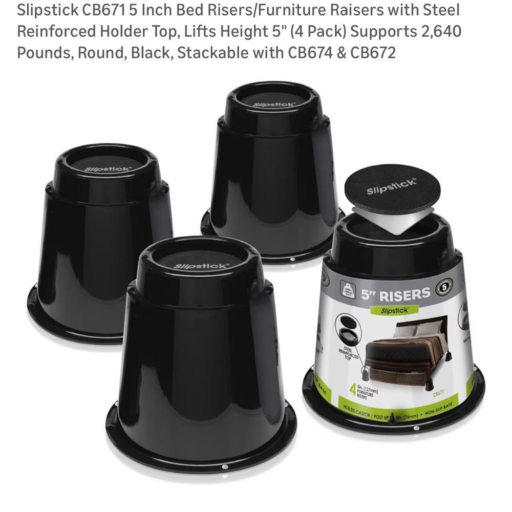 Slipstick 5” Black Bed Risers